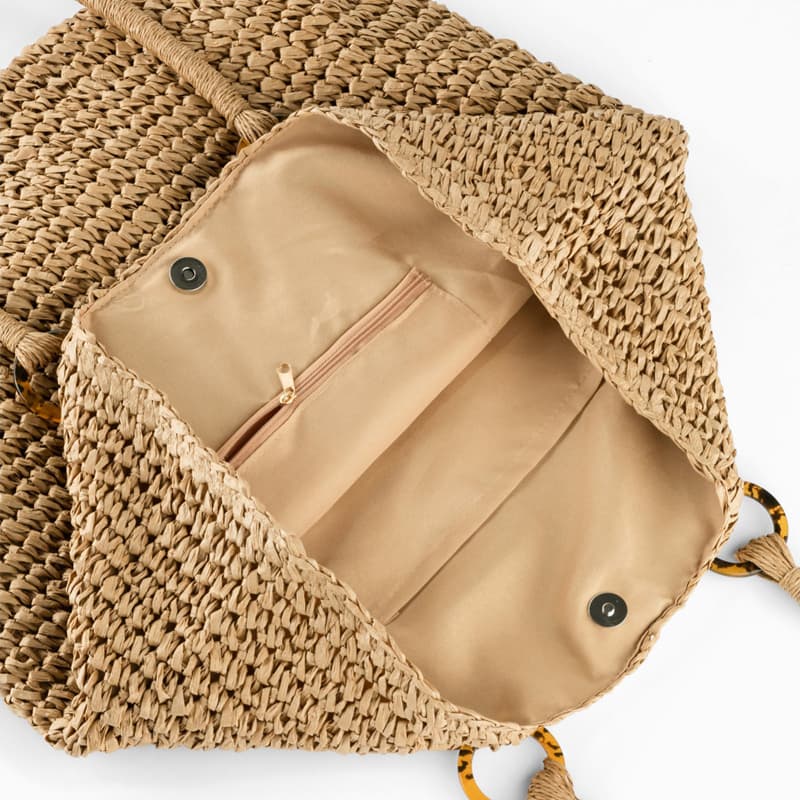 Brown Straw Shopper Bag