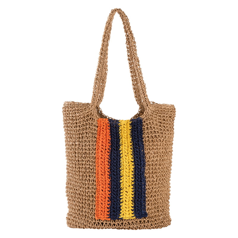 Striped Straw Shopper Bag