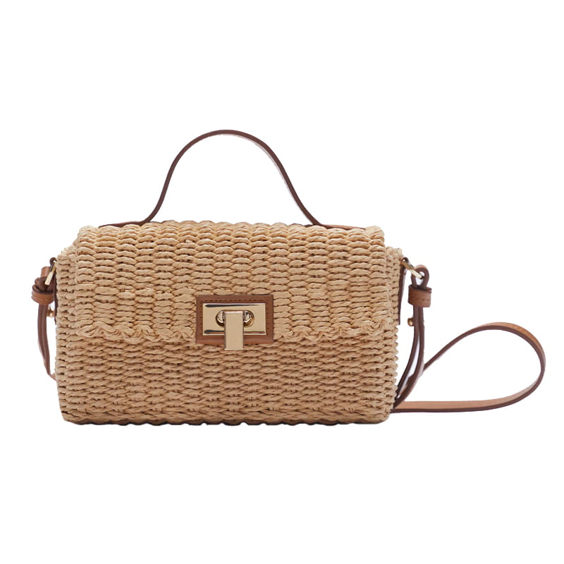 Handwoven Paper Straw Crossbody Bag