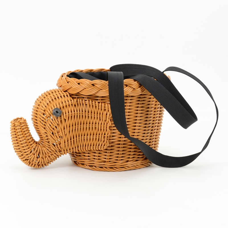 Wicker Rattan Elephant Basket Bag