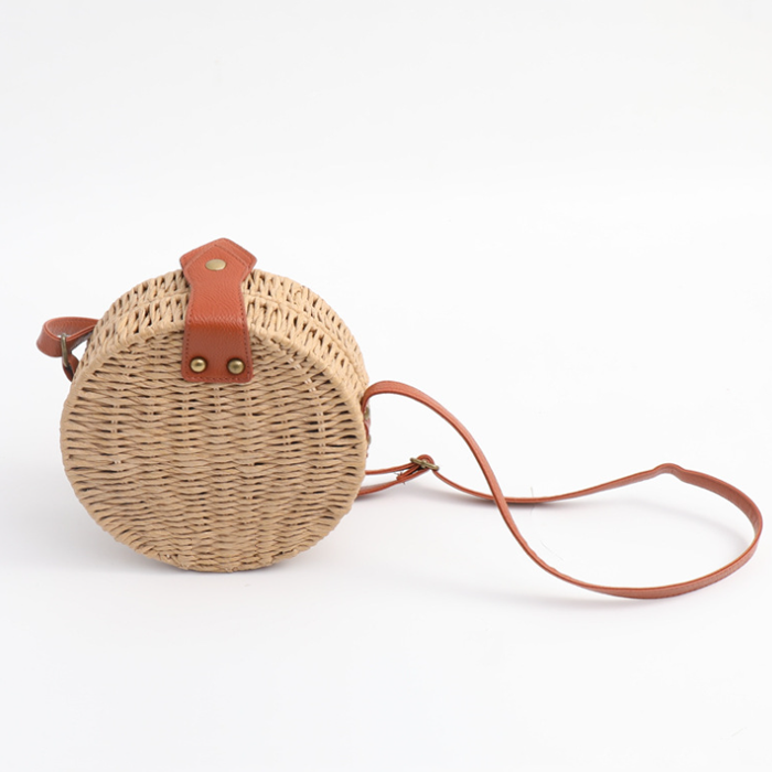 Summer beach round paper straw bag custom environmental tote circle straw bag