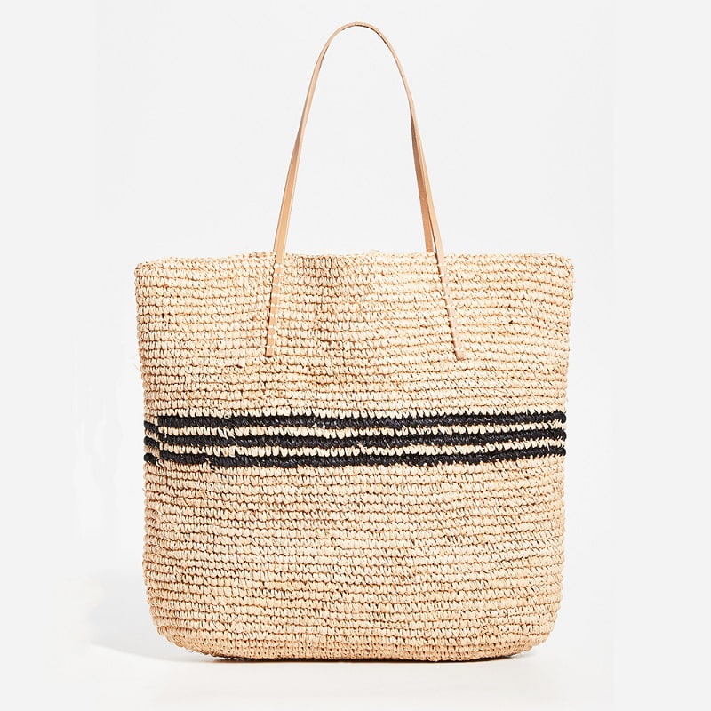 Stripe Tote Bag Made in Raffia