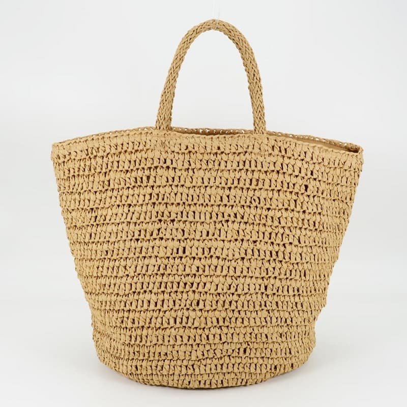 Oversize Woven Straw Tote Zipper Closure