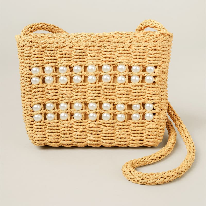 Pearls of Summer Straw Bag