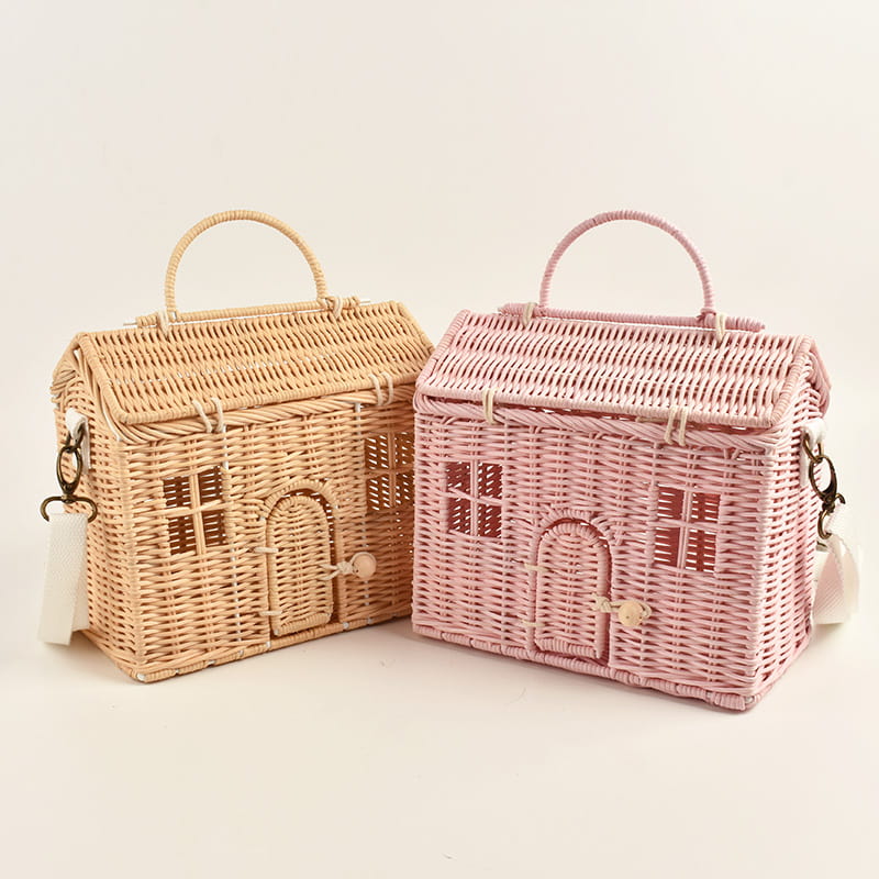 Creative House Shape Rattan Women Handbags