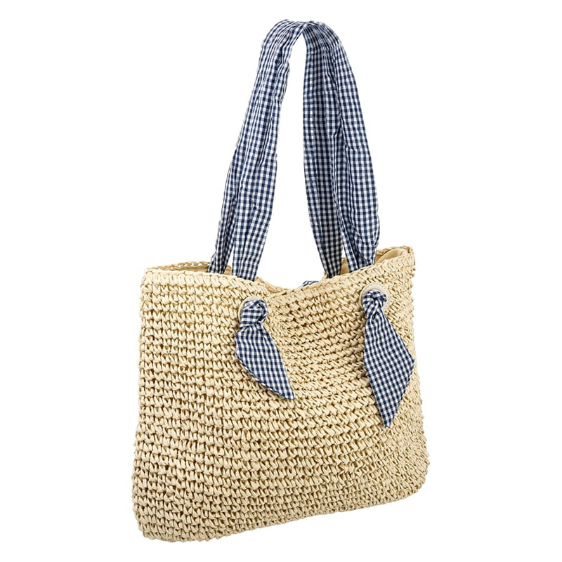 Sweet Straw Tote Fabric Straps