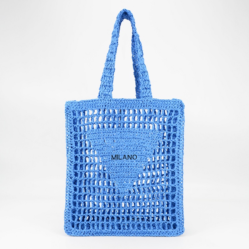 Embroidery Raffia Tote Bag