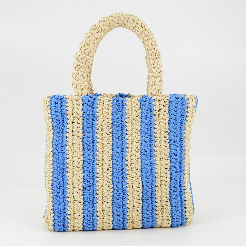 Small Raffia Tote Bag with Embroidery Logo