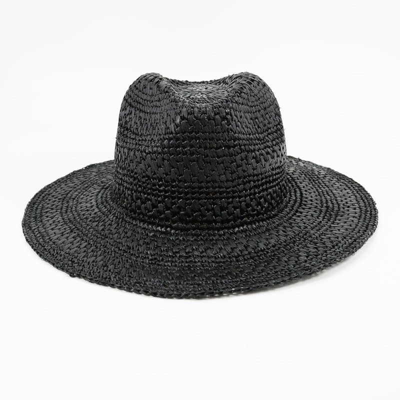 New Pattern Designer Raffia Hat in Black