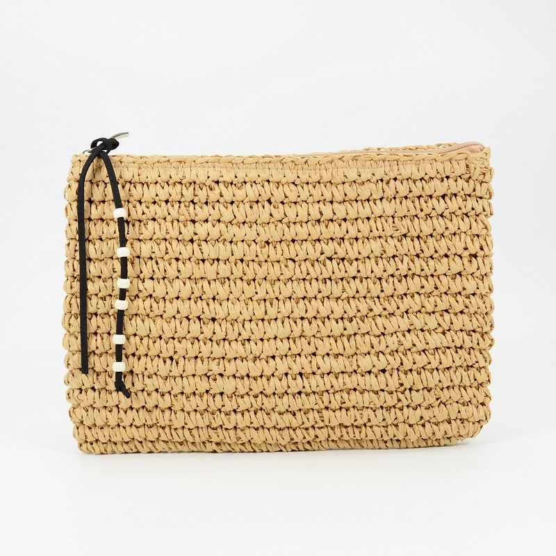 Big Beige Raffia Clutch