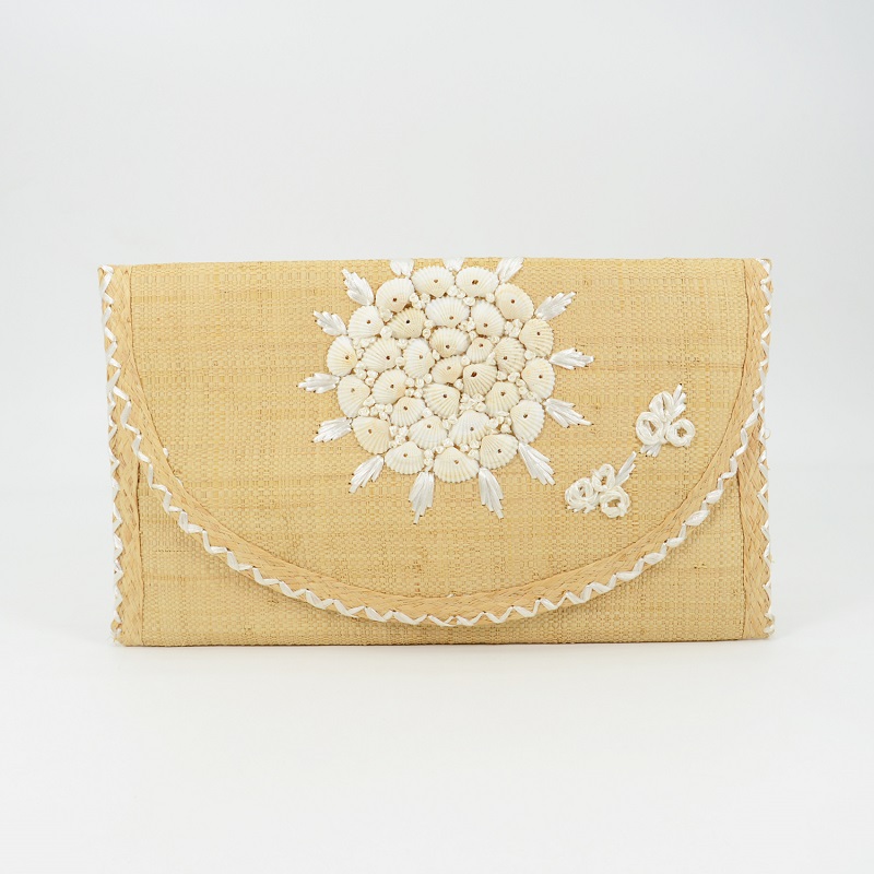 Raffia Matte Clutch with Hand Embroidery