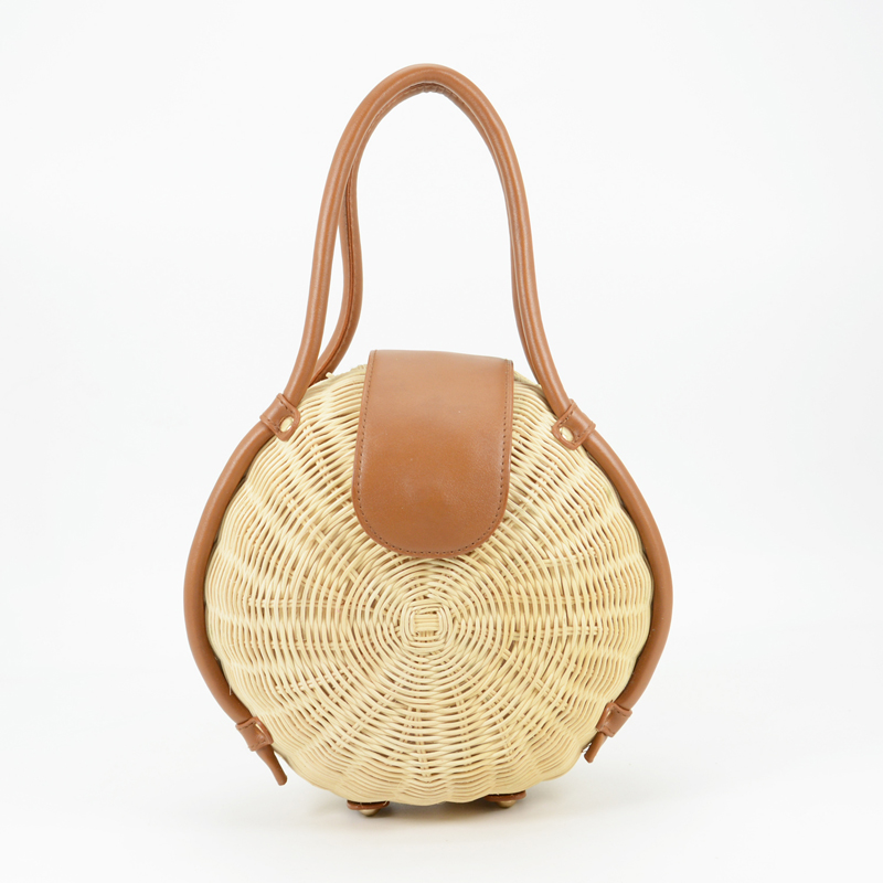 Round Female Bag Rattan Shopper Purse