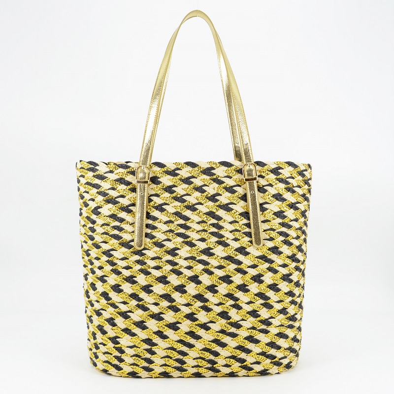 Gold And Silver Straw Tote Bag