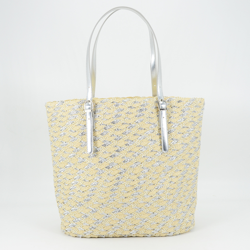 Gold And Silver Straw Tote Bag