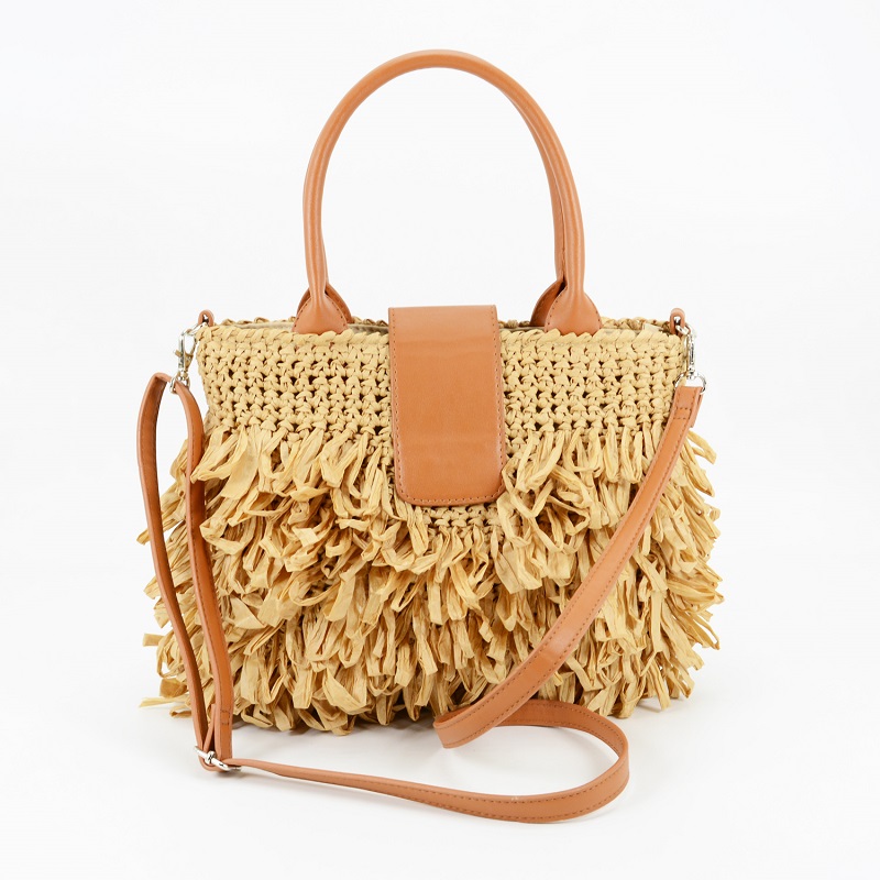 Fashion Tassel Women Designer Woven Rattan Tote