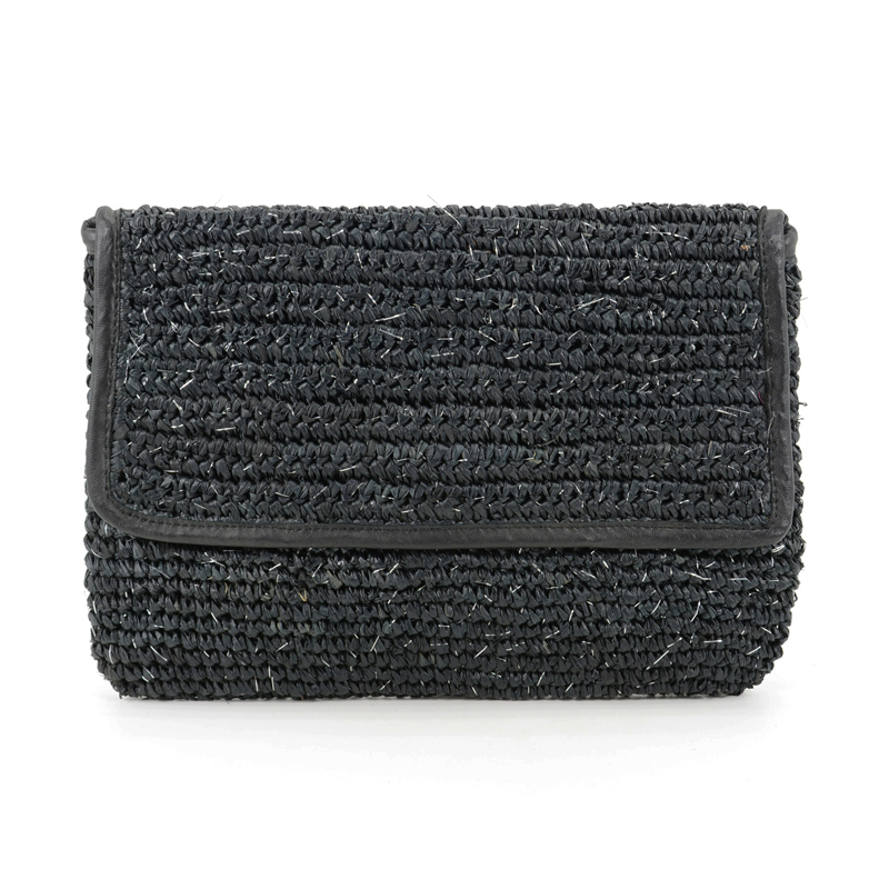 The Raffia Clutch in Black