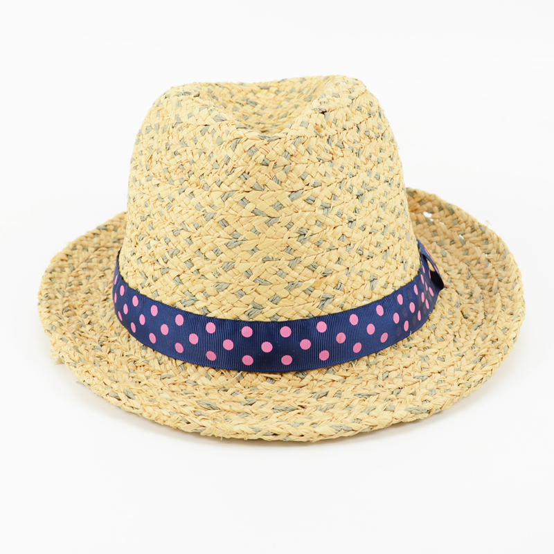 Lightweight simple raffia braid sun hat ribbon trim