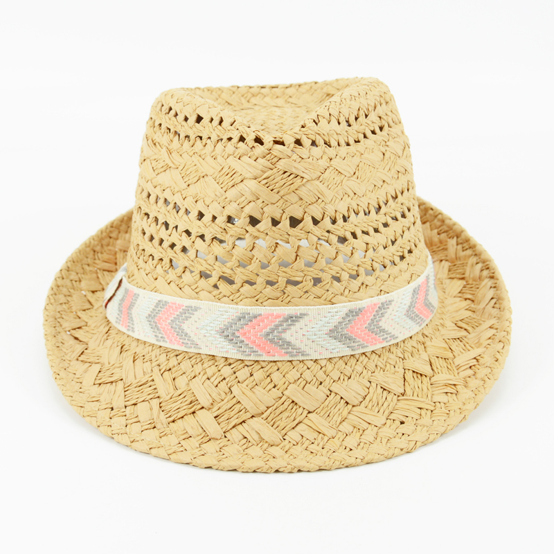 Hot sale wholesale handmade women summer straw fedora hat