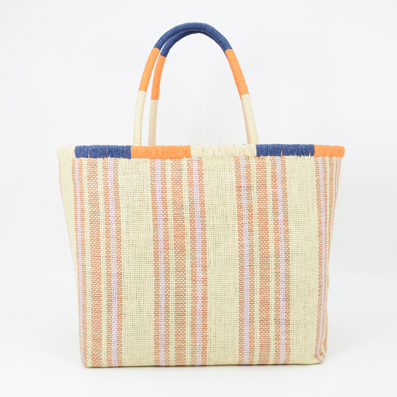 Striped Straw Market Tote