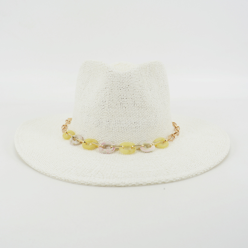 Weave Straw Sun Hat in White Color