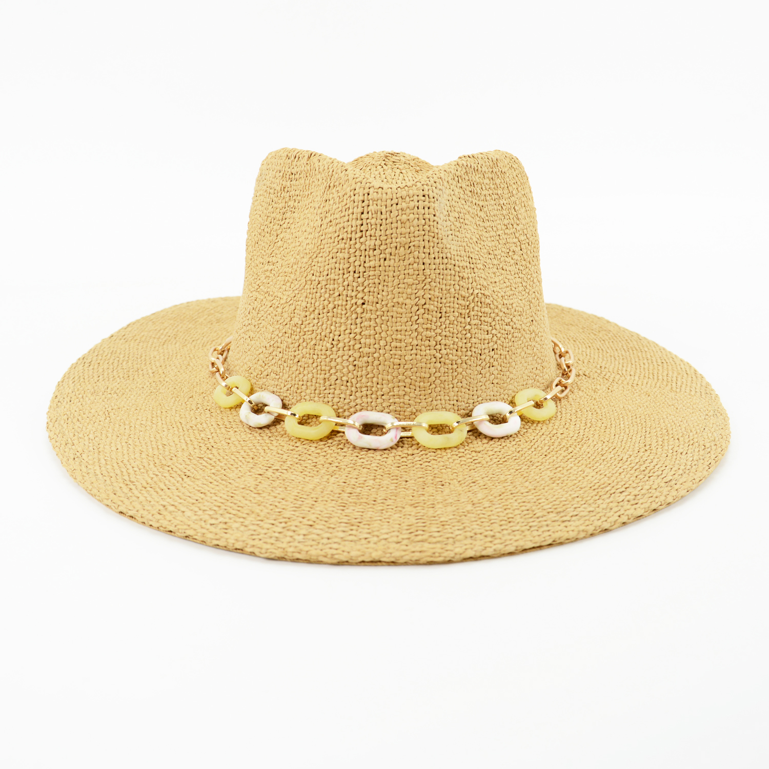 Weave Straw Hat with Li Chains Trimmings