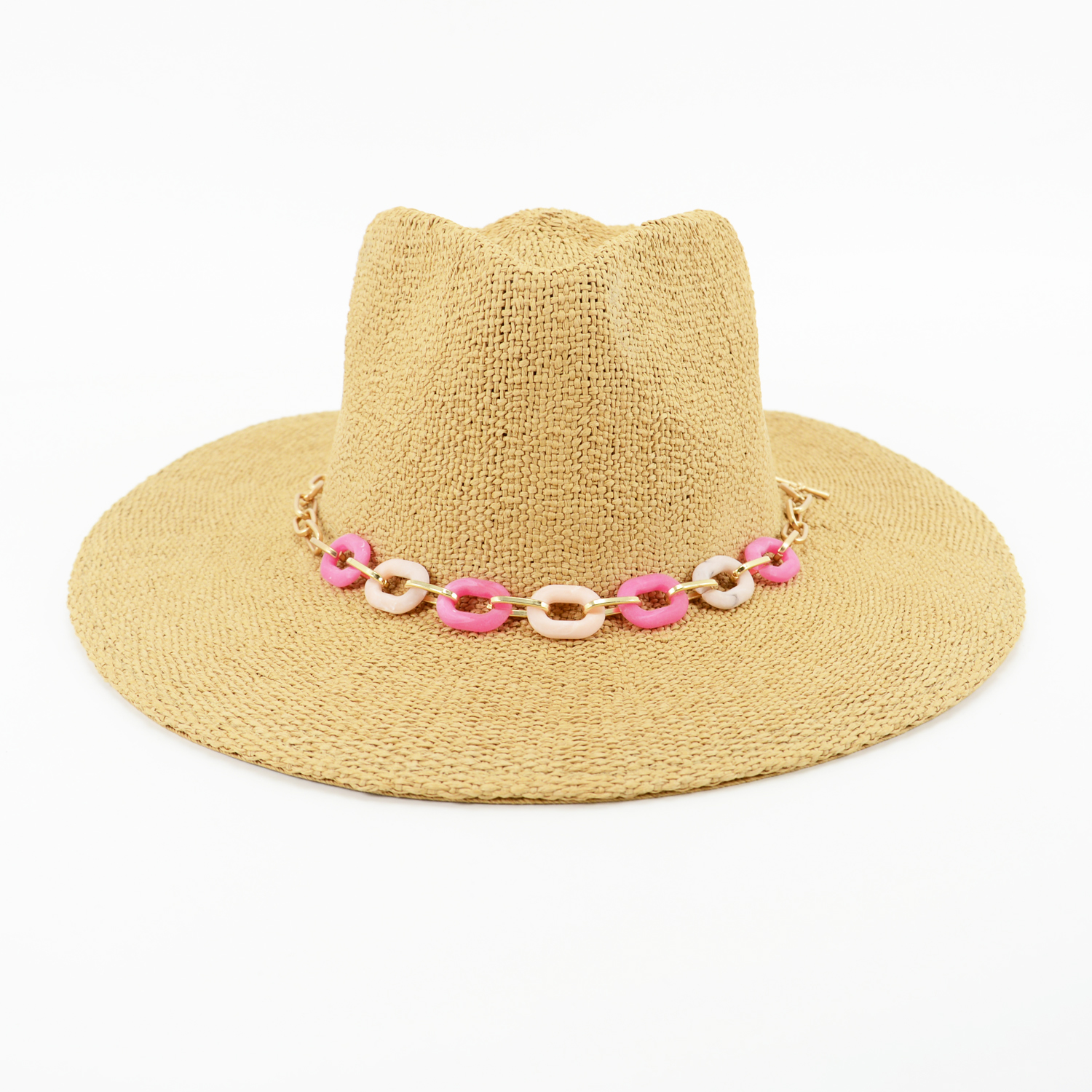 Weave Straw Hat with Li Chains Trimmings