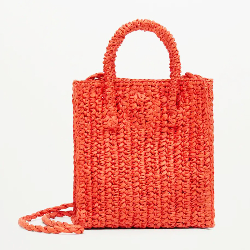 Straw Mini Shopper Bag-Watermelon Red