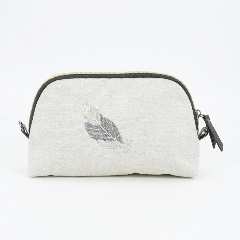 Feather Embroidery Clutch