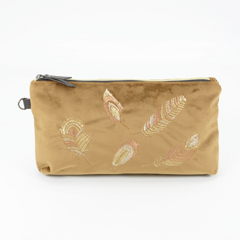 Feather Embroidery Clutch