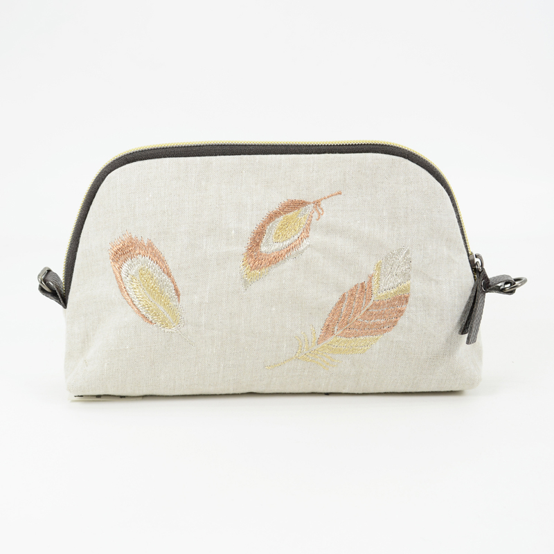 Feather Embroidery Clutch 