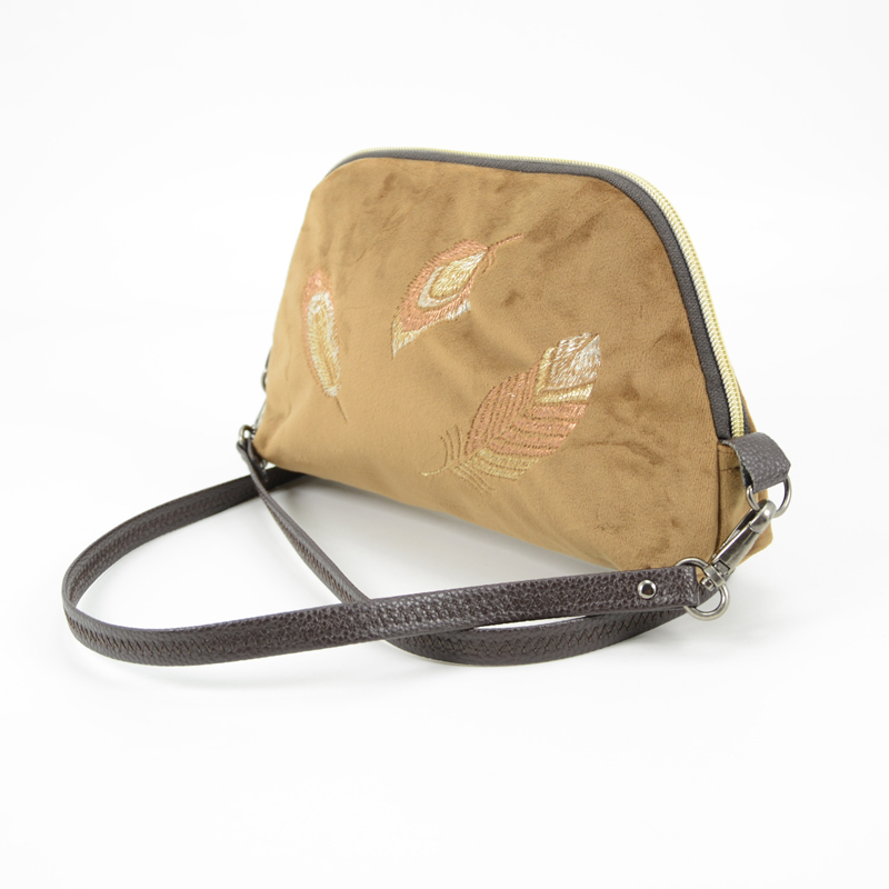 Feather Embroidery Clutch