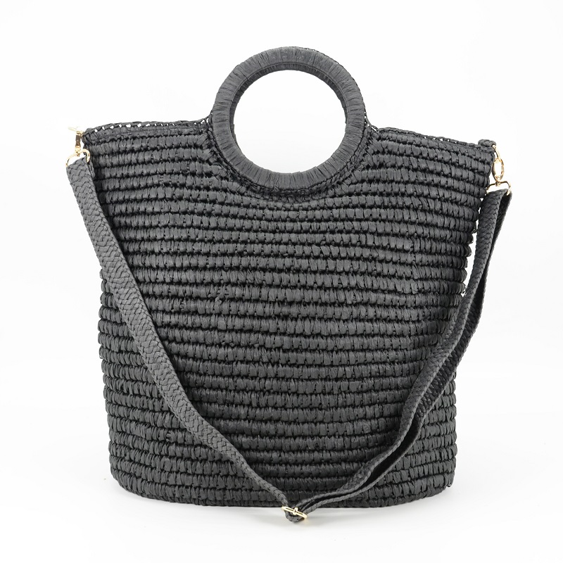 Black Straw Tote