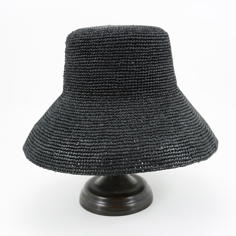 Black Raffia Bucket Hat