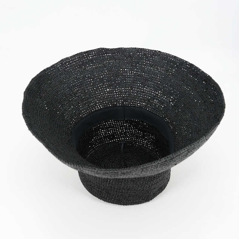 Black Raffia Bucket Hat