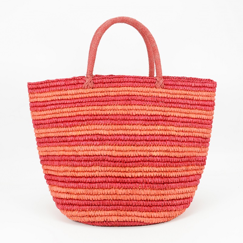 Striped straw raffia basket bag handmade in China