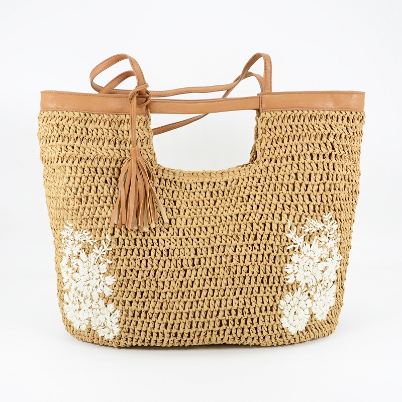 flower embroidery straw bag