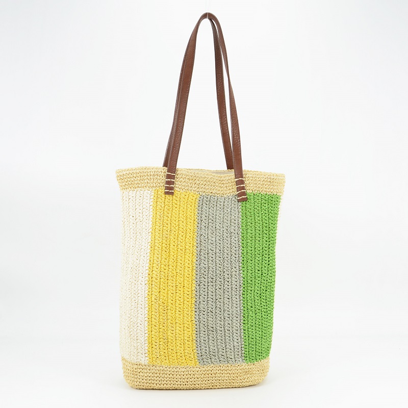 Striped Straw Bag-Green