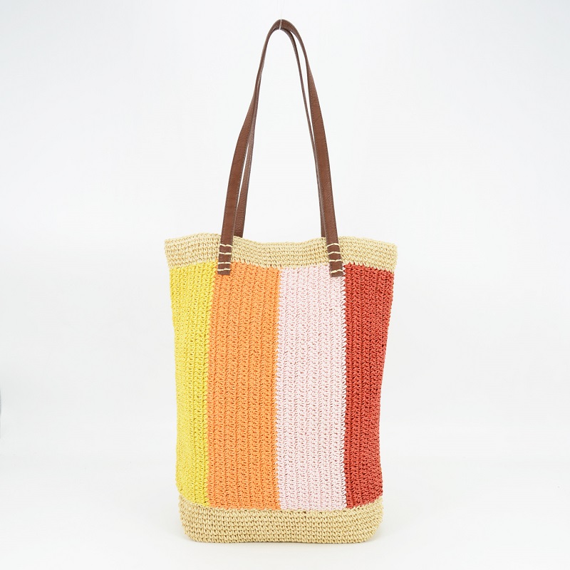 Striped Straw Bag-Red