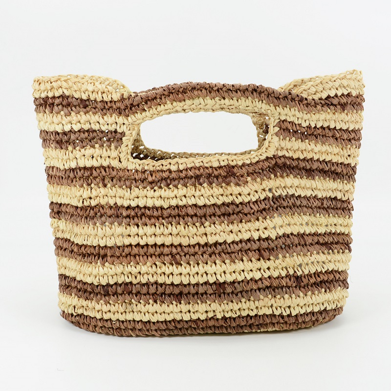 Striped Raffia Casual Small Tote