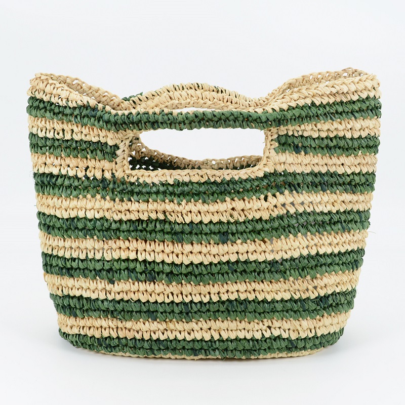 Striped Raffia Casual Small Tote 