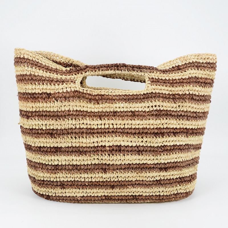 Striped Raffia Casual Big Tote