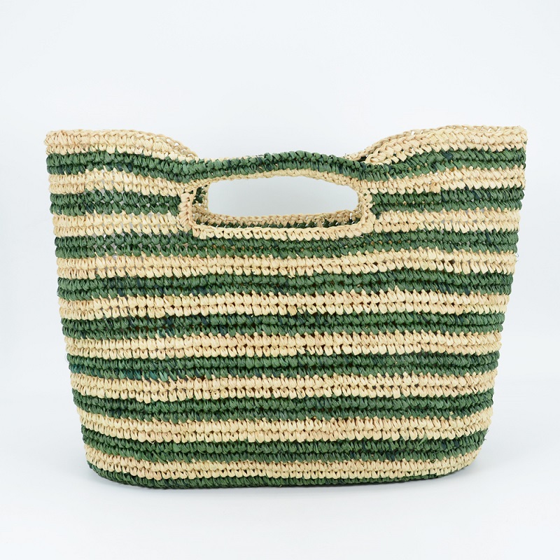 Striped Raffia Casual Big Tote