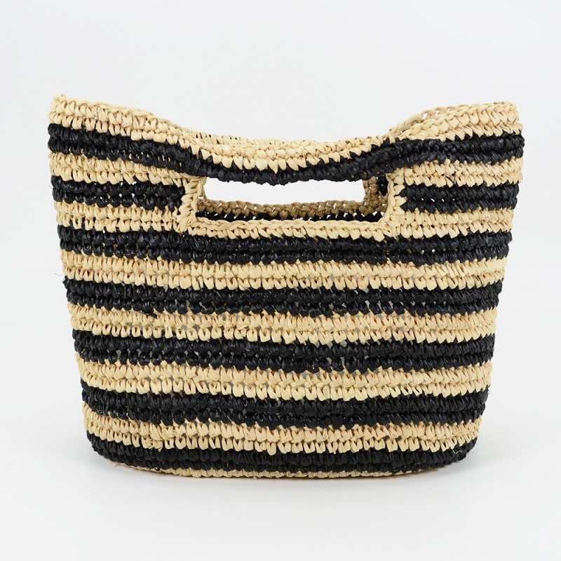 Striped Raffia Casual Small Tote 