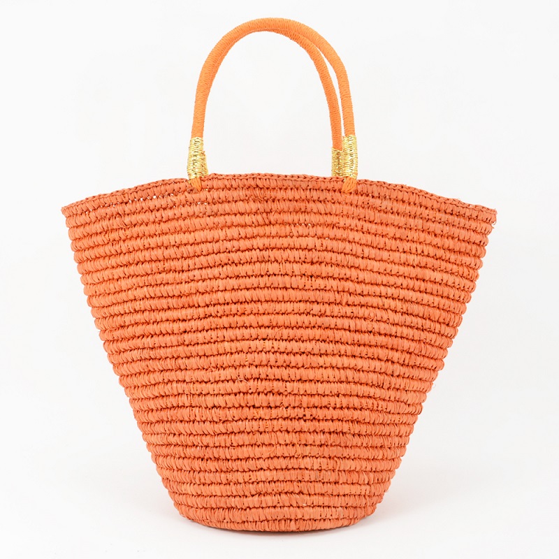 Woven Toquilla Straw Tote-Orange