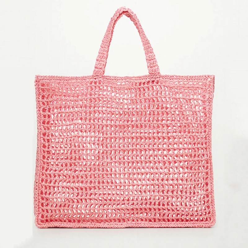 Raffia Shopper Bag - Pink