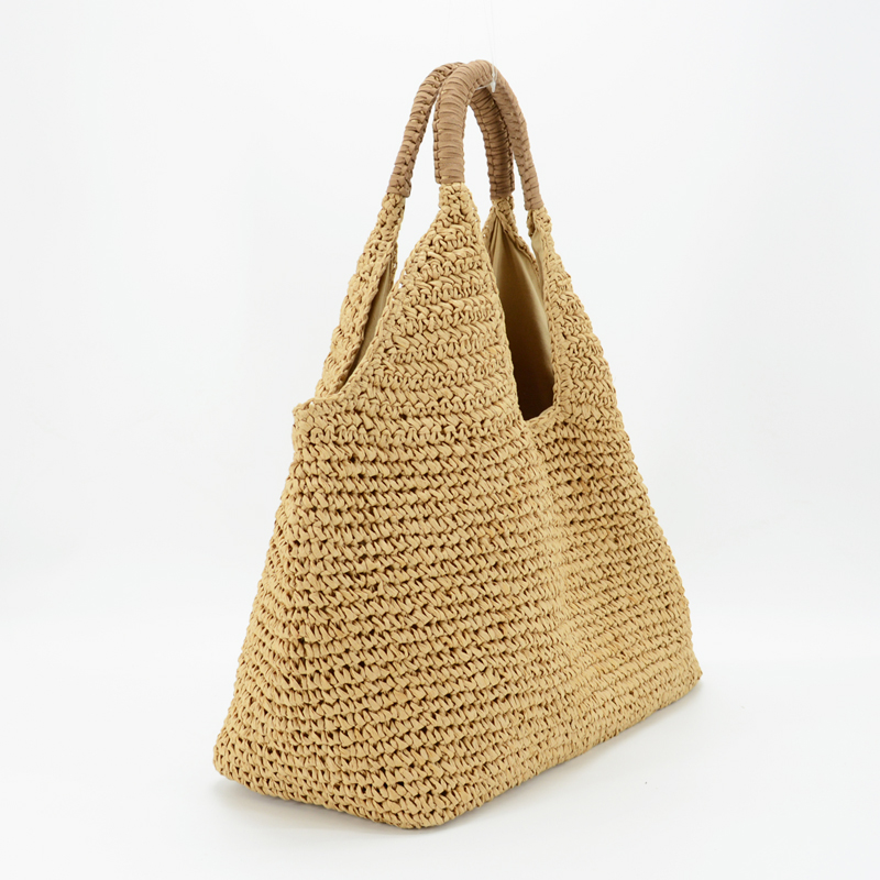 Handmade woven paper raffia tote bag