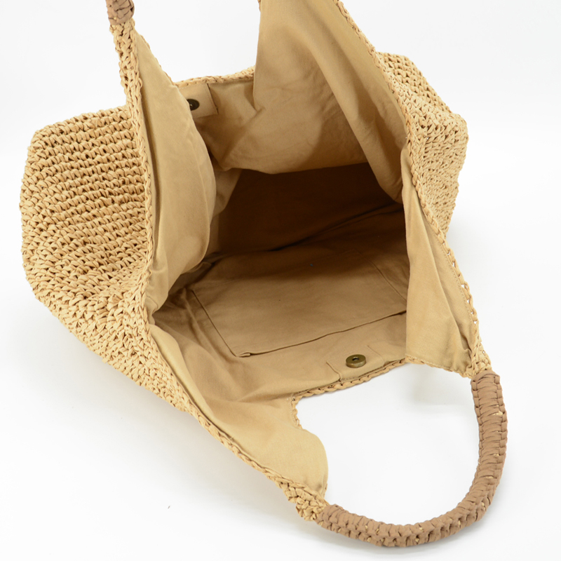 Handmade woven paper raffia tote bag