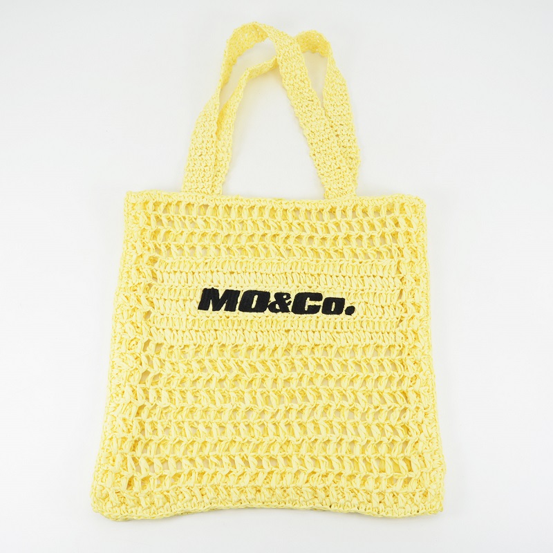 MO embroidery Hollow Out Straw Tote