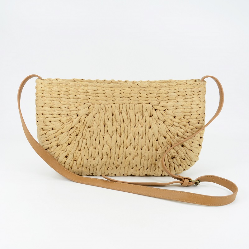 Crocheted Straw Shoulder Bag 