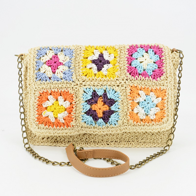 Flowers Design Straw Cross Body